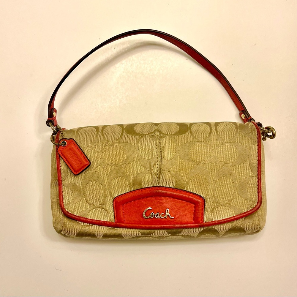 Vintage Coach Monogram C Creame/orange‎ Mini Shoulder Bag